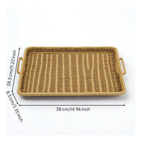 Wicker Serving Basket with Handles Rectangular Wicker Tray with Handles Versatile Rectangle Serving Tray for Hosts, Bakery, Kitchen