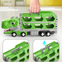 Double-Form Dinosaur Carrier Truck Convertible Dino Race Track Truck Alloy