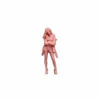 Folded Arms 1:64 Girl Figure Short Outfit Female Figurine Realistic Design for Dioramas