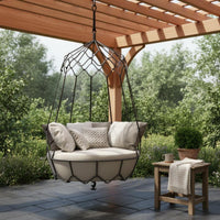 Rattan Hanging Basket Sunproof Hanging Oval-Shaped Chair Outdoor Swing Bed Comfortable Lounging Easy to Clean for Balcony