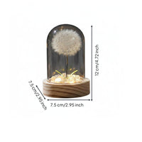Gift Idea Floral Crystal Ball Lamp Decorative Accent Floral Dome Lamp Delicate Design Glass Dome Night Light LED Lighting for Desktop, Bedside