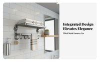 Suction Cup Mount Foldable Towel Rack with Hooks Wall Mounted Foldable Bath Shelf with Hooks Drillwithout-Drilling Installation Bathroom Fixture Space Saving for Homeowners, Property Managers, Toilet, Restroom, Shower Room, Hotel