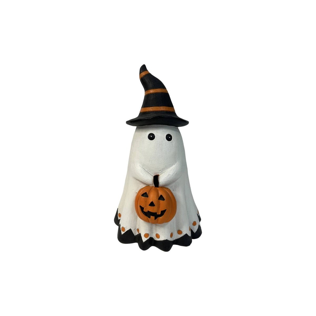 Pumpkin Ghost Figurine Spooky Pumpkin Ghost Statue Tabletop Ornament Whimsical Playful for Decorators, Tiered Tray, Mantel