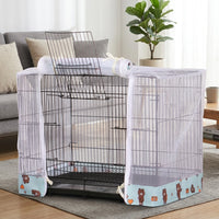 Pet Cage Cover with Ventilation Net Cover, Breathable Mesh Material with Patterned Trim, Dustproof Cage Cover for Indoor Outdoor Use, Cover
