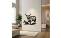 Scottish Cattle Silhouette Metal Art Farmhouse Shaggy Cow Wall Decoration Lightweight