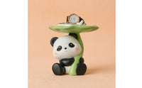 Seated Lotus Leaf Panda Organizer Tabletop Panda Tray Organizer Black and White