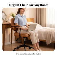 Ergonomic rearrest Shell rear rotating Chair effortlessRolling Casters Vanity Stool Padded pad Indoor Seating Minimalist Design for Students, Young Adults, Home Office Workers, Bedroom, Study Room