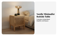 Two-Tier Bedside Table Nordic Design Rattan Nightstand Sturdy Construction Rattan Bedside Cabinet for Homeowners, Adults, Small Areas, Entryway, Home