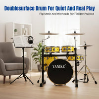 Double-Sided Quiet Drum Set, Portable Practice Kit for Adult Beginners, Jazz, Professional, Birch Wood