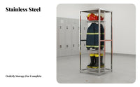Firefighter Gear Rack Stainless Steel Construction Fire Station Uniform Rack 360° Rotation Rotating Turnout Gear Stand for Firefighters