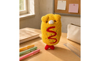Zigzag Embroidery Soft Creature Writing Utensil Case Embroidered Creature Face Writing Utensil Case Yellow Stationery Bag Red Pull