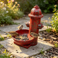 Resin Fire Hydrant Bird Feeder Vintage Garden Ornament
