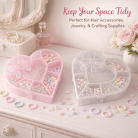 Heart Shaped Pink PP Organizer with Dividers, Small Item Organizer Storage Containers for Beads, Clear Compartment Box for Embroidery Thread Storage