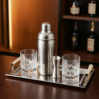 Decorative Mirrored Tray with Handles Mirror-Polished Metal Serving Tray with Handles Reflective for Hosts, Beverage Cart, Dining Table