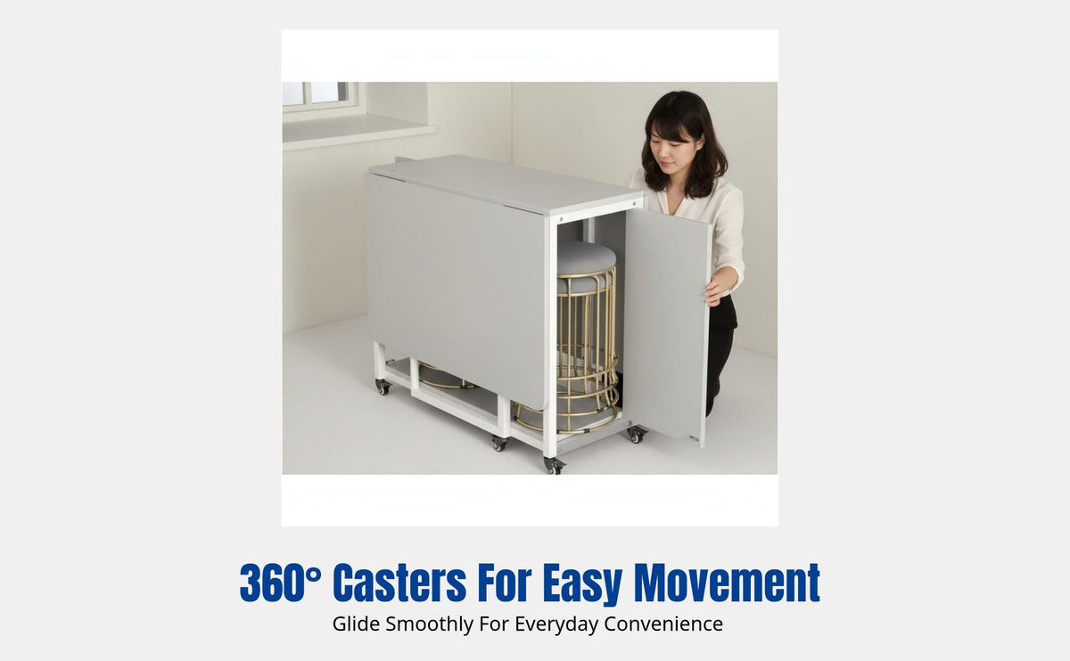 Foldable Dining Table, Modern Minimalist, Space-Saving, Movable, Small Apartment Table & Stool