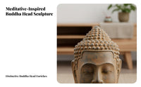Southeast Asian Buddha Head Peaceful Ambiance Buddha Head Statue Handcrafted Tabletop Ornament for Home Stylists, Meditation Enthusiasts, Entryway
