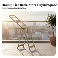 Indoor & externaldoor Use foldable Floor Drying Rack Foldable Clothes Airer stand-alonestanding Garment Stand Space-Saving for Apartment Dwellers, Homemakers, Balcony, Indoors, Small Spaces, Camping