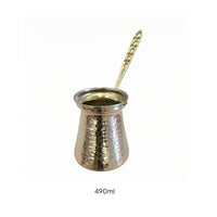 Perforated Handle Turkish Coffee Pot Flared Rim Metal Turkish Coffee Pot Tapered Body Briki Silver-Toned