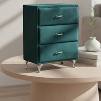 Jewelry Cabinet with Drawers Peacock Green Jewelry Storage Cabinet Soft-Lined Mini Dresser for Women, Teens