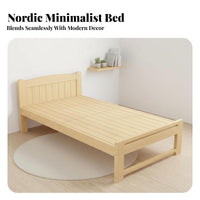 Slatted Pine Bed Frame sturdy Wood Construction Wooden Slat Bed Frame Minimalist Design Bedroom Furniture for Children, Students, kid's Room, Apartment