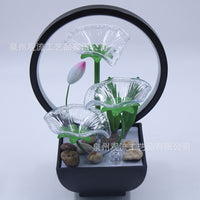 New Chinese Style Glass Lotus Resin Tabletop Fountain with Recirculating Water