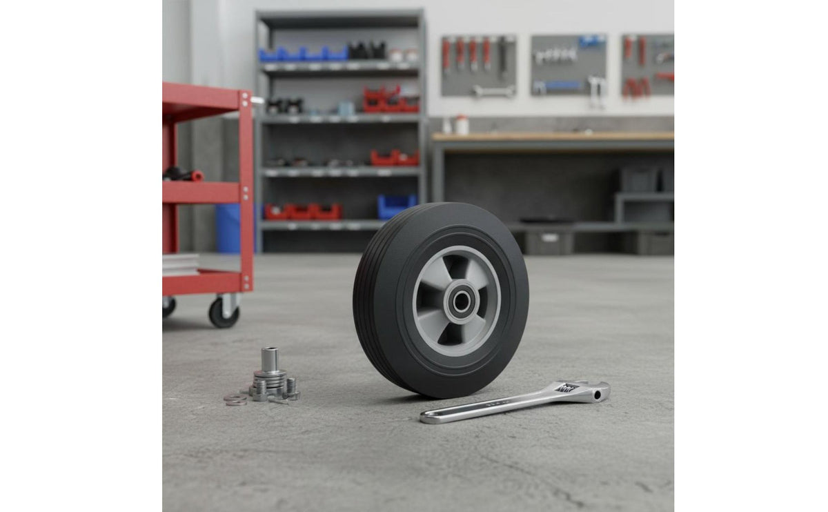 Puncture-Resistant Trolley Wheel Shock Absorbing Solid Rubber Wheel Smooth Rolling Industrial Hardware for Warehouse