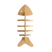 Wooden Fishbone Wall Shelf Nailadhesive Wooden Aquatic Shelf with 4 Tiers Adhesive-Mount Easy Installation for Renters
