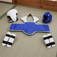7 Pieces Thickened Padding 7-Piece Taekwondo Protective Gear Kit Competition Grade Taekwondo Safeguarding Gear Set Reinforced Stress Points Foam Dipped Sparring Equipment Uncovered-Face Design for Children, Adults, Beginners, Training