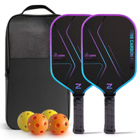 2 Pieces Carbon Fiber Pickleball Paddle 16mm Pickleball Set with Balls Honeycomb Core Rotation for Adults, Outdoor Courts