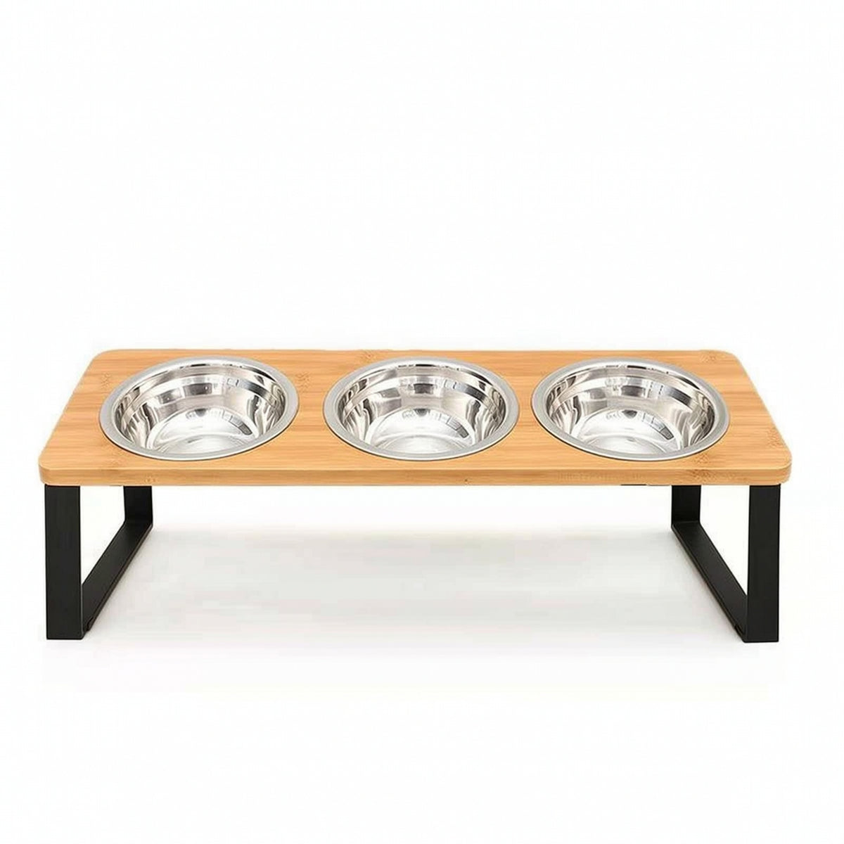 Raised Pet Bowl Stand with Stainless Steel Bowls Easy to Clean Raised Pet Feeder with Three Bowls Organized Triple Bowl forDogs