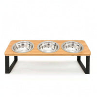 Raised Pet Bowl Stand with Stainless Steel Bowls Easy to Clean Raised Pet Feeder with Three Bowls Organized Triple Bowl forDogs