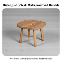 Waterproof Round Slatted Side Table Resistant Outdoor Furnishing full Wood Construction Easy to Clean for Interior Designers, Hotel Managers, Garden, Patio, Balcony, waterfront area