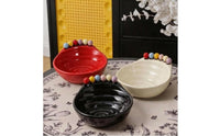 Fruit Fork Bowl Set Glossy Ceramic Fruit Bowl Ceramic Snack Dish Ribbed Interior Tableware Polished
