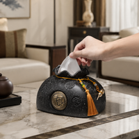 Decorative Tissue Box with Fu Design, Stylish Cosmetic Tissue Box for Living Room & Desk
