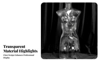 3D Effect Transparent Female Mannequin Torso Realistic Shape Lingerie Photography Mannequin Long-Lasting PC Material Clear Half Body Display Form Lightweight for Online Sellers, Boutique Owners, Photo Studios, Retail Shop S, Window Displays