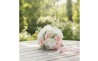 Artificial Rose Bouquet Delicate Bouquet with Silk Ribbon Flowers Romantic Faux for Brides, Weddings