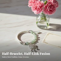 Longevity Lock Bracelet Good Luck Amulet Half Bangle Half Chain Bracelet
