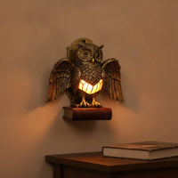 Owl Wall Lamp Vintage Owl Lamp with Book Base Gothic Stylish for Reading Corner, Bedroom