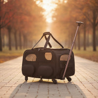 Wheeled Pet Carrier with Telescopic Handle Soft-Sided Wheeled Pet Carrier Comfortable Car Rides