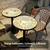 Industrial Design Dining Set Weatherproof French Design Woven Chair Resilient French Wicker Eatery Set for Restaurant Owners, Couples, Patio, Garden