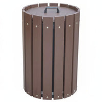 Weather Resistant Golf Course Sand Bin Long-Lasting Lidded Divot Mix Container Anti-Corrosion Round Plastic Wood Trash Can