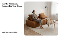 Nordic aesthetic sectional Block Couch Light Luxury Sectional Seating Minimalist Aesthetic Lounge Sofa Deep Seat for Apartment Dwellers, Design aficionados, Interior Designers, Living Room, Open-Plan Space, Showroom, Bedroom