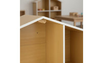 Pretend Play Wooden Dollhouse Educational Wooden Dollhouse Shelf Easy Assembly House Shaped Bookcase for Girls, Young Children, Playroom, Nursery