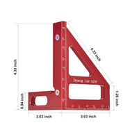 Heavy Duty Aluminum Alloy Triangle Ruler Easy To Read Markings Aluminum Alloy Framing Square Multi-Functional Woodworker's Speed Square Low Glare Finish for Builders