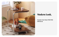 Rolling C-Shaped Table with Wheels Household Furniture Space-Saving for Apartment Dwellers, Telecommuters, Living Room, Small Areas, Home Office