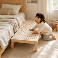 Bed Extension, Solid Beech Wood, Height-Adjustable Extension for Beds with Flat Base, For More Sleeping Space in Family Beds