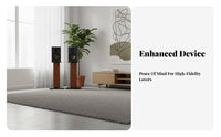 2 Pieces Wood Grain Finish Wooden Bookshelf Speaker Stand Sturdy and Stable High-Fidelity Audio Speaker Rack Anti-Slip Pads Heavy Duty for Audiophiles, Home Theater Enthusiasts, Listening Room