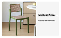 Stackable Plastic Woven Chair Modern Minimalist design Dining Seat Ergonomic support structurerest Seating Furniture Easy Assembly for Homeowners, Restaurant Owners, Interior Decorators