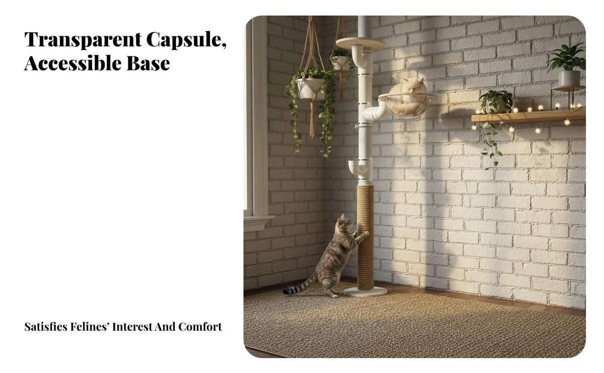 DIY Assembly Pipeand design Climbing Frame Space-Saving vertical surfaceMounted feline Furniture Set configurable Design Feline Activity Center Easy Installation for Apartment Dwellers, Around DrainSmall areas, Apartments, Living Room