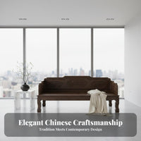 Chinese Design Arhat Bed Water-Resistant-Resistant Solid Elm Wood Sofa Bed Antique Carved Daybed for Tea Enthusiasts, Interior Designers, Homestay